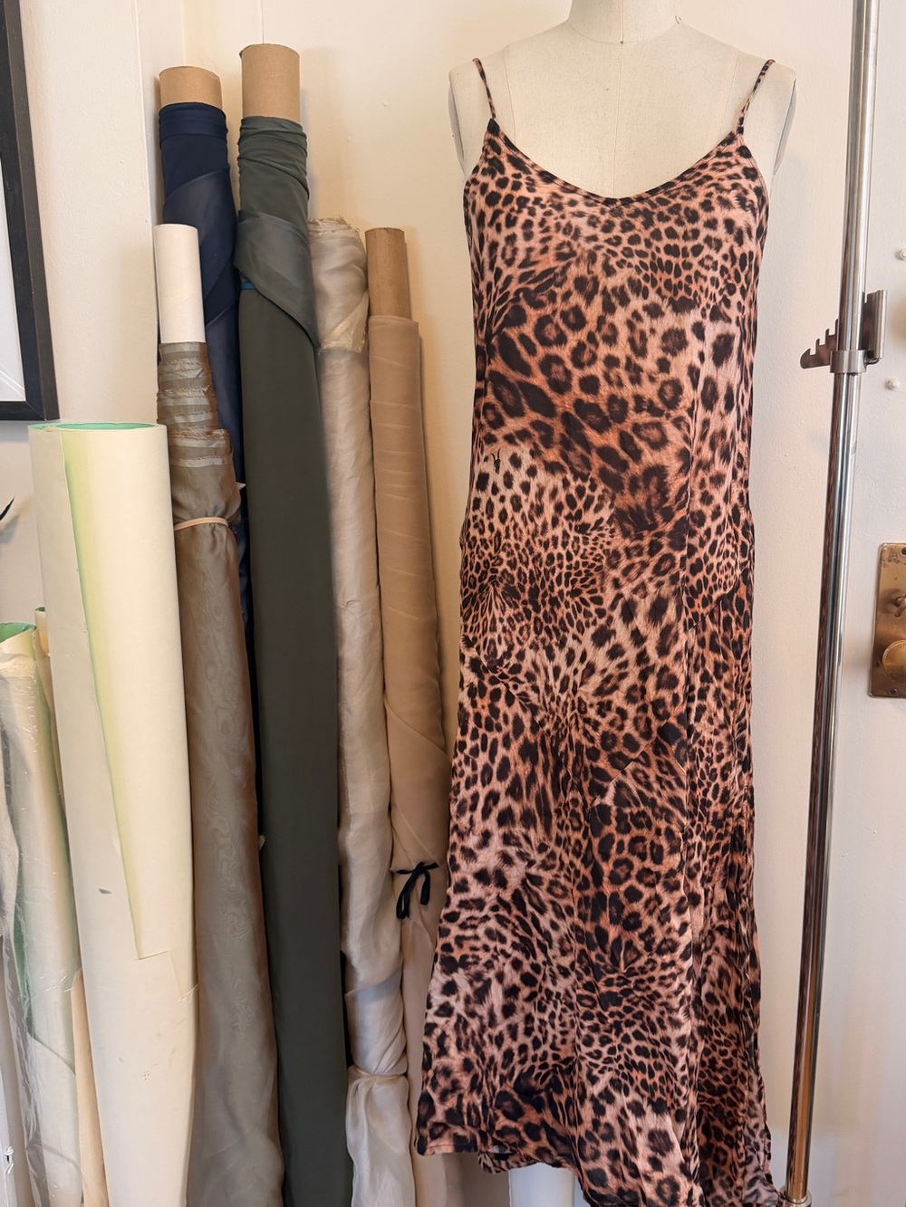Leopard Print Slip Dress - Brown